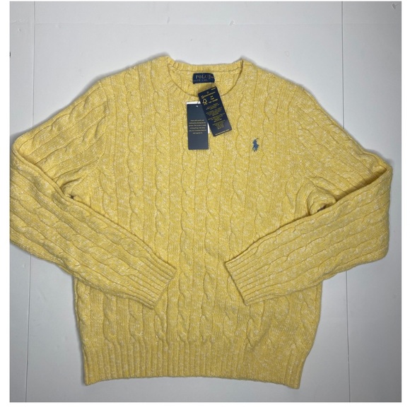 Polo Ralph Lauren Sweaters - Polo Ralph Lauren Heather Yellow Cable Knit Women’s Italian Yarn Sweater XL